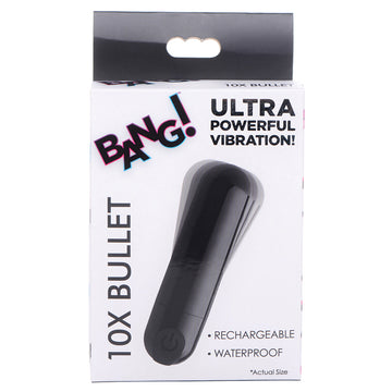 Bang! 10X Rechargeable Vibrating Metallic Bullet-Black - Eros Fine Goods