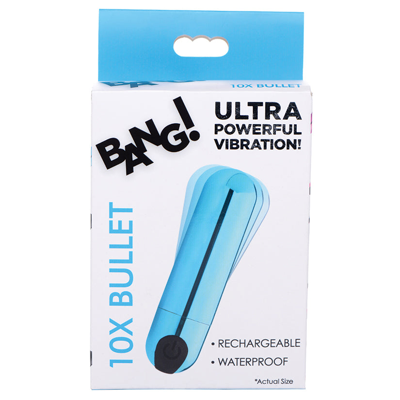 Bang! 10X Rechargeable Vibrating Metallic Bullet-Blue - Eros Fine Goods