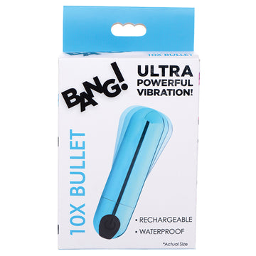 Bang! 10X Rechargeable Vibrating Metallic Bullet-Blue - Eros Fine Goods