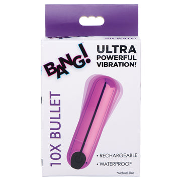 Bang! 10X Rechargeable Vibrating Metallic Bullet-Purple - Eros Fine Goods