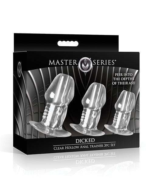 Master Series - Dicked Clear Hollow Anal Plug 3 Pc Set