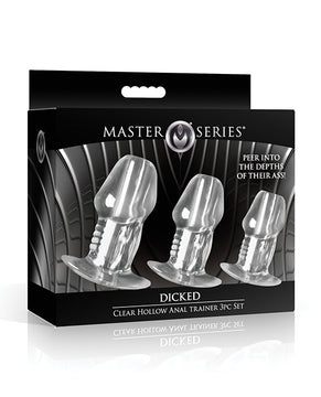 Master Series - Dicked Clear Hollow Anal Plug 3 Pc Set