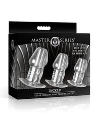 Master Series - Dicked Clear Hollow Anal Plug 3 Pc Set