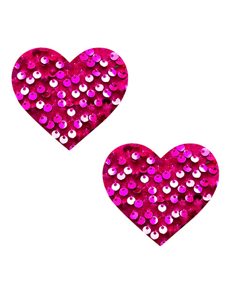 NevaNude Pasties - Pink Sequin Hearts - Eros Fine Goods